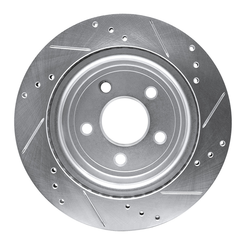 Chevrolet Cobalt Brake Rotor (1) - Rear Left - R1 Concepts - Drilled & Slotted - Silver - `08-`10